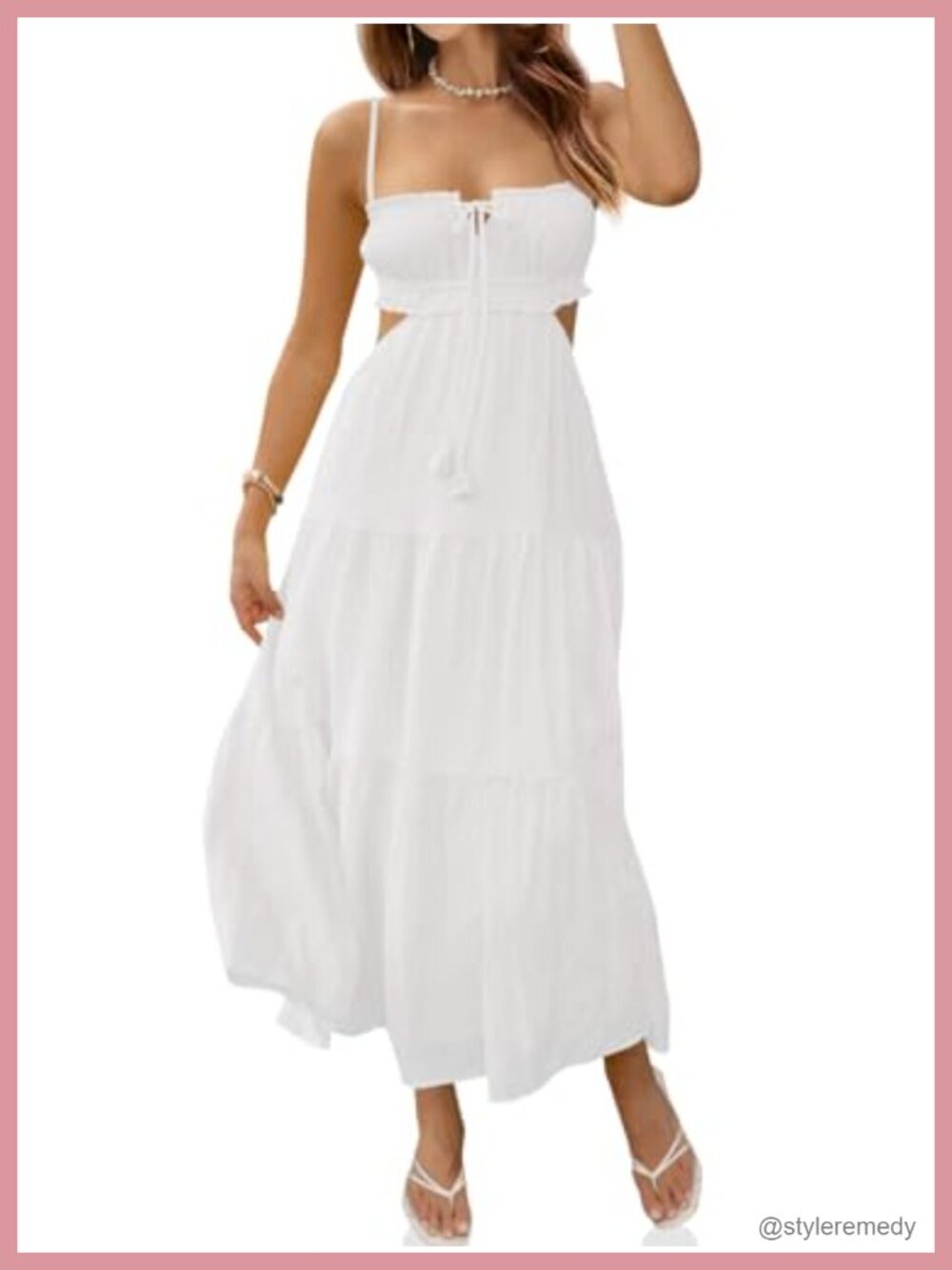 Women's Spaghetti Strap Maxi Dress Backless Cut Out 100% Polyester Summer